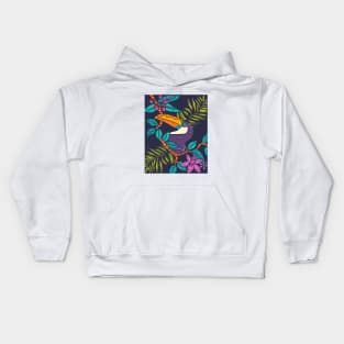 Tropical Toucan Bird, Jungle Wildlife Colorful Botanical Kids Hoodie